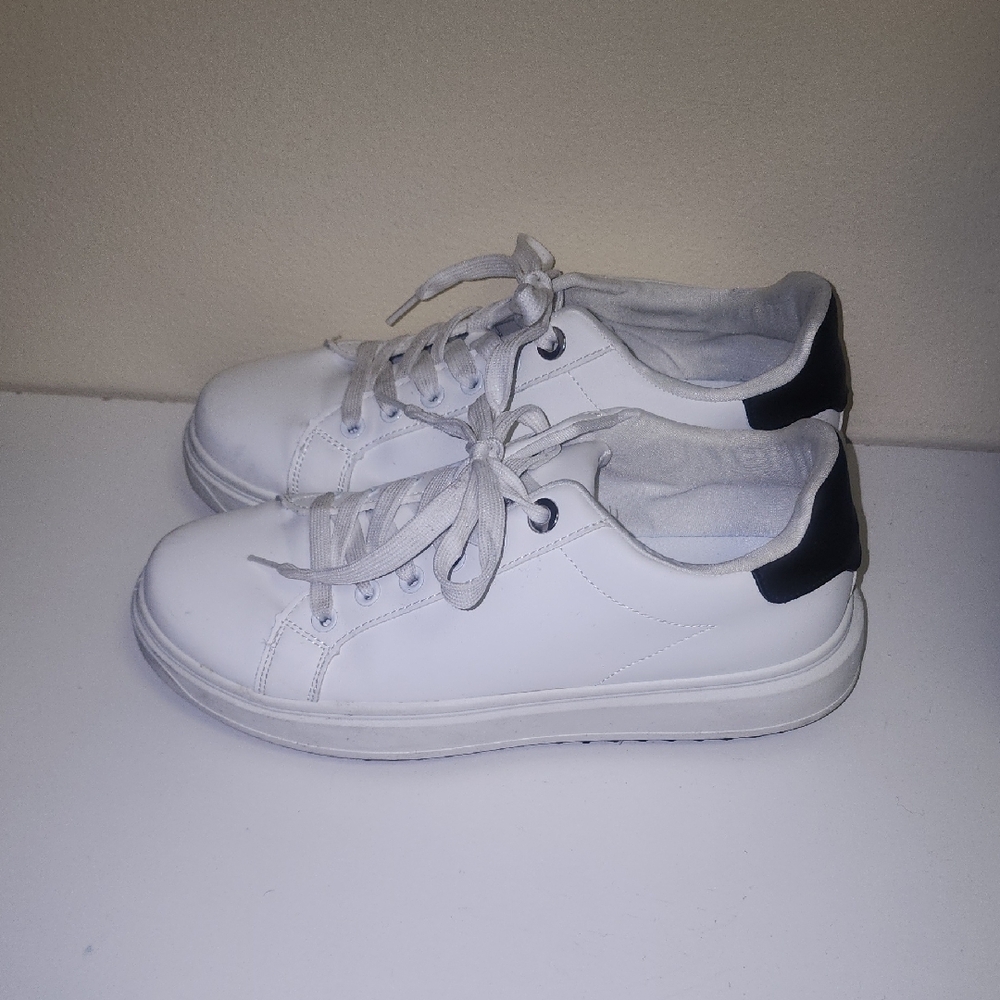 Madden Girl White and Black Sneakers